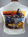 The back view of the Echo Products Quick Release T-Shirt a variety of motorcycles